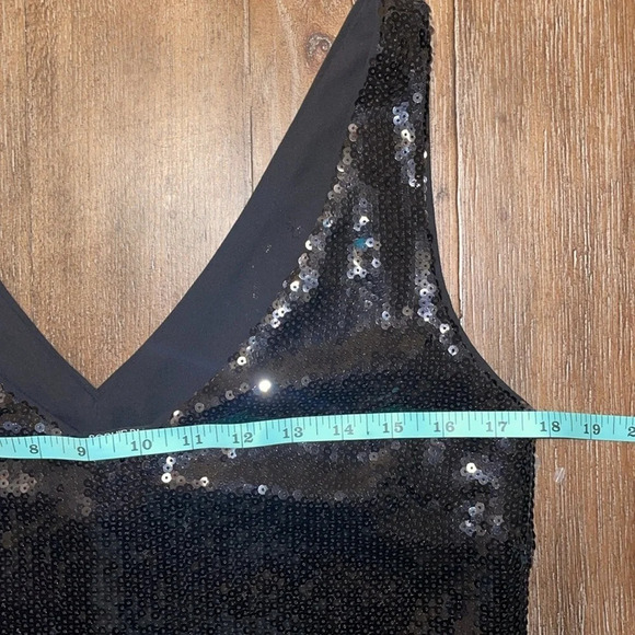 SOPHIE RUE Full Sequence Midi Dress Women’s XS Black V Neck Evening Gown - Picture 4 of 10